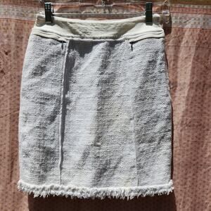 White House Black Market White Tweed Pencil Skirt Women's Sz 0 Preppy Office